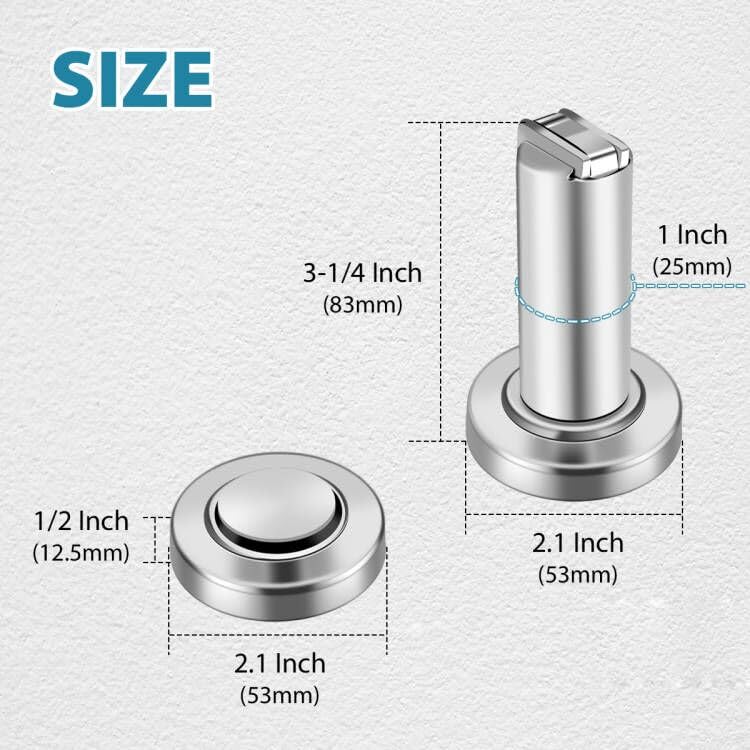 Gudui Door Stoppers, Magnetic Door Stops, Heavy Duty Stainless Steel Magnetic Door Catch Door Holder for Wall Floor Mount, Modern Door Stop Wall Protectors, Brushed Nickel, 2 Pack - Image 2